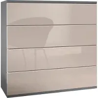 Vladon Kommode Pavos V3 hängend, Sideboard mit 4 Schubladen Anthrazit matt/Sandgrau Hochglanz (76 x 94 x 35 cm)