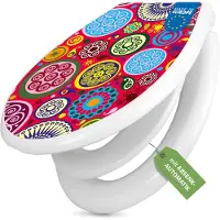 Banjado Familien WC Sitz weiß mit Kindersitz und Absenkautomatik und Motiv Retro Kreise [TDWK 10048]