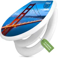 Banjado Familien WC Sitz weiß mit Kindersitz und Absenkautomatik und Motiv Golden Gate Bridge [TDWK 10241]