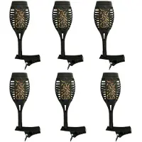 Harms 6x LED Solarfackeln, Feuereffekt, Klemme, schwarz H 26 cm