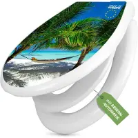 Banjado Familien WC Sitz weiß mit Kindersitz und Absenkautomatik und Motiv Strand [TDWK 10027]