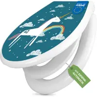 Banjado Familien WC Sitz weiß mit Kindersitz und Absenkautomatik und Motiv Einhorn [TDWK 12494]