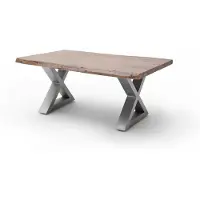 Robas Lund CARTAGENA Couchtisch 110 Edelst.-Optik gebürstet, Farbe:Akazie walnussfarben/X-Form