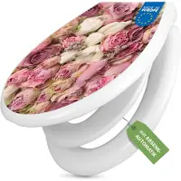 Banjado Familien WC Sitz weiß mit Kindersitz und Absenkautomatik und Motiv Strauss Rosen [TDWK 11473]