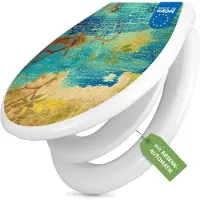 Banjado Familien WC Sitz weiß mit Kindersitz und Absenkautomatik und Motiv Patina [TDWK 12077]