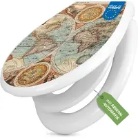 Banjado Familien WC Sitz weiß mit Kindersitz und Absenkautomatik und Motiv Historische Weltkarte [TDWK 10550]