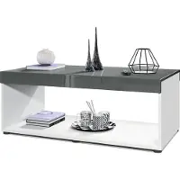 Vladon Couchtisch Pure, Germany, Wohnzimmertisch in Kastenform, Weiß matt/ Grau Hochglanz (104 x 40,5 x 58 cm)