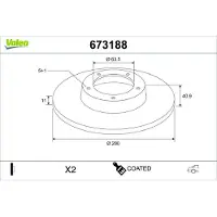 Valeo 2x Bremsscheiben Hinten für VOLVO V40 Schrägheck (525, 526) 280mm 673188