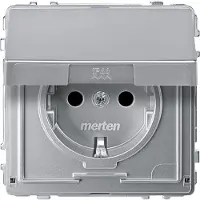 Merten SCHUKO-Steckdose BRS MEG2310-7260 m.Klappdeckel StK aluminium AQUADESIGN