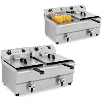 Royal Catering Doppelte Elektrofritteuse mit Hahn 230 V 2 x 3200W 2 x 13 L