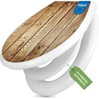 Banjado Familien WC Sitz weiß mit Kindersitz und Absenkautomatik und Motiv Geöltes Holz [TDWK 12153]