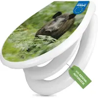 Banjado Familien WC Sitz weiß mit Kindersitz und Absenkautomatik und Motiv Wildschwein [TDWK 10495]