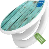 Banjado Familien WC Sitz weiß mit Kindersitz und Absenkautomatik und Motiv Blaues Holz [TDWK 12205]