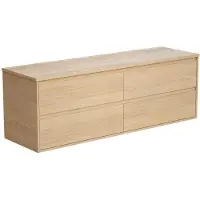 Vente-unique Badezimmer-Wandunterschrank unter Waschbecken mit Platte - Eichenfurnier - 150 cm - MILIPAM