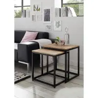 MCA Couchtisch Set Sakura | 2 teilig | Asteiche massiv | mit Metallrahmen | 50/45 | Eiche