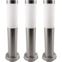Etc-shop 3x Sockelleuchte Außenlampe, Edelstahl, silber, H 45 cm