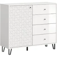 Xonox .home Prisma Highboard (B/H/T: 110x96x40 cm) weiß Melam und weiß Hochglanz