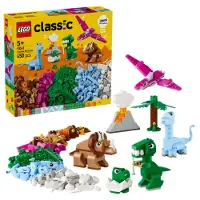 LEGO Classic Kreative Dinosaurier, Bauset mit Modellen und Tierfiguren aus Steinen, fantasievolles Spielerlebnis, Geschenk für Jungen und Mädchen ab 5 Jahren, inklusive T.Rex und Triceratops 11041