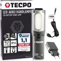 TECPO LED Akku Handlampe 1000 Lumen IP54+ USB Ladegerät