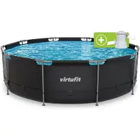 VirtuFit Rundpool Ø 366 x 100 cm Anthrazit inkl. Filterpumpe