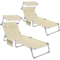 TecTake 2er Set Sonnenliege Chloé 4-stufig mit Kopfpolster