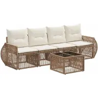 vidaXL Gartensofa-set 5 pcs Beige und Cremeweiß Poly-Rattan