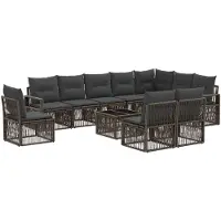 vidaXL Gartensofa-set 11 pcs Grau Poly-Rattan
