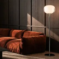 LUCANDE Christo Stehleuchte, Höhe 160 cm, chrom/weiß, Glas - , Christo, Weiß, für Wohnzimmer, Glas, Design