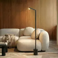 LUCANDE Steve LED-Stehleuchte, 130 cm, schwarz, dimmbar - , Steve, dimmbar, Schwarz, für Wohnzimmer, Metall, Modern