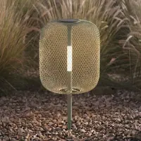 LUCANDE LED-Solarerdspießleuchte Faylen, salbeigrün, IP65 Faylen , dimmbar, grün, Metall, Design