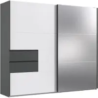 Wimex Kleiderschrank Palermo Schlafzimmerschrank Farbe und Größe wählbar mit Spiegel,graphit / weiß,250 x 65 x 216 cm