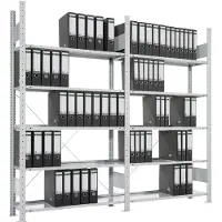 META REGALBAU Steckregal Meta-COMPACT B750xT300xH1850 mm Grundfeld 5 Böden vzk 45 Ordner je Re