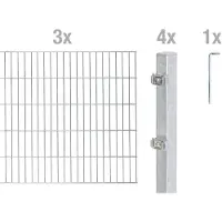 Alberts Doppelstabmatten Zaun, Höhe 180 cm, Länge 6 m, Zaun-Komplettset zum Einbetonieren, feuerverzinkt, Pfosten 60x40 mm