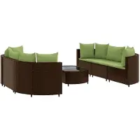 vidaXL 7-tlg. Garten-Sofagarnitur mit Kissen Braun Poly Rattan