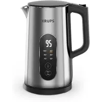 Krups Smart'n Light Wasserkocher BW8018, 1,7 l, 1500 W, Schwarz, Edelstahl, Metall, Regelbare Temperatur, Drahtlos