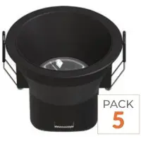 Silamp LED-Einbaustrahler 9W IP44 Dimmbar Schwarz CCT Ø85mm - 3000K/4000K/6500K (Packung mit 5 )
