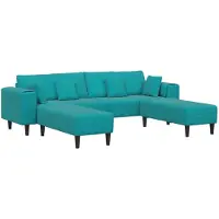 vidaXL Sofa 3 stk. Türkis Samt
