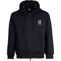Armani Exchange für Herren. XM000371AF10818UB101 Kapuzensweatshirt mit durchgehendem Reißverschluss aus marineblauem laminiertem Baumwol
