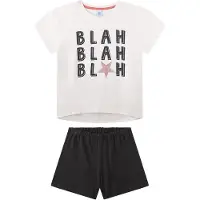 Sanetta Mädchen Schlafanzug, kurz - Teens, Blah, Shorty, Single Jersey, Baumwolle Schwarz/Beige / 176