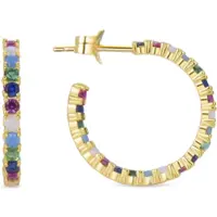 Luxenter Sterling Silber 925 Ohrringe mit Multicolour Zirkonia in 18K Gelbgold - Azarlo