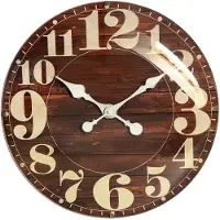 MPM -Quality Wanduhr Western-Stil Holz Braun Ø 400 mm Quarzuhrwerk