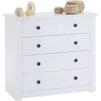 CARO-Möbel Kommode PAULO aus Massivholz mit 4 Schubladen, Landhaus Schubladenkommode mit Metallgriffen und Beschlägen im Mexiko Stil