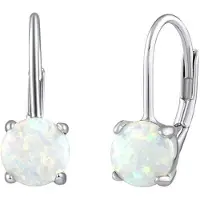Silvego Silver earrings with white synthetic opal LPS1398W