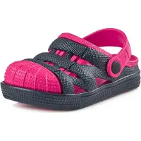 Ladeheid Kinder Mädchen Jungen leichte Eva Clogs Gartenclogs Gartenschuhe KL056 (Dunkelblau Rosa, 28)