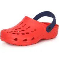 Ladeheid Kinder Mädchen Jungen Eva Clogs Gartenclogs Gartenschuhe LA-CA-06 (Rot/Marineblau, 22/23 EU)