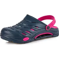 Ladeheid Damen und Herren leichte Eva Clogs Gartenclogs Gartenschuhe KL030 (Dunkelblau/Rosa, 37 EU)