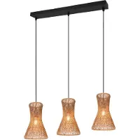 TRIO 3-flammige Pendelleuchte Bijou schwarz mit Rattan