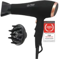 TZS First Austria Haartrockner, 2200 W, Ionen, schonendes Styling, 3 Heiz- und 2 Gebläsestufen sowie praktische Cool-Shot-Funktion, inkl. Diffusor-Aufsatz, schwarz-rosé