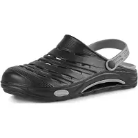 Ladeheid Damen und Herren leichte Eva Clogs Gartenclogs Gartenschuhe KL030 (Schwarz/Grau, 37 EU)