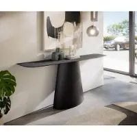 DELIFE Konsolentisch Edge Boot 180x40 cm Keramik Laminam Nero Greco Anthrazit Conos Metall Schwarz